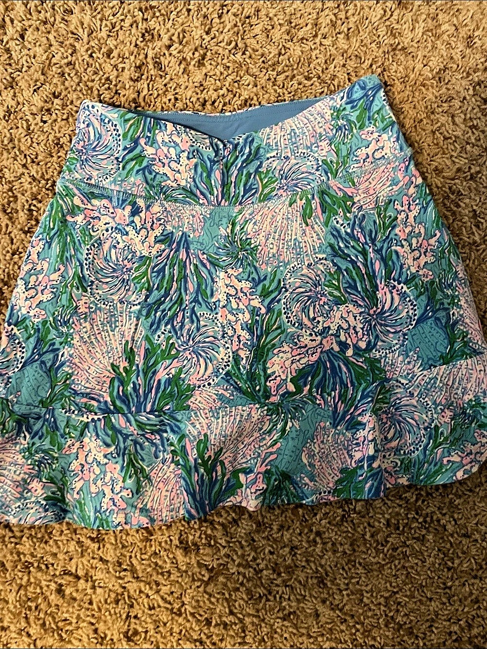 Lilly Pulitzer Luxeletic Floral A-Line Skort in Blue & Pink XXS Like New tennis